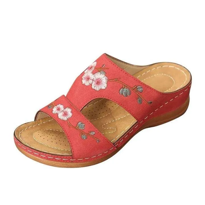 Women Summer Premium Flower Embroidered Orthopedic Sandals 2024