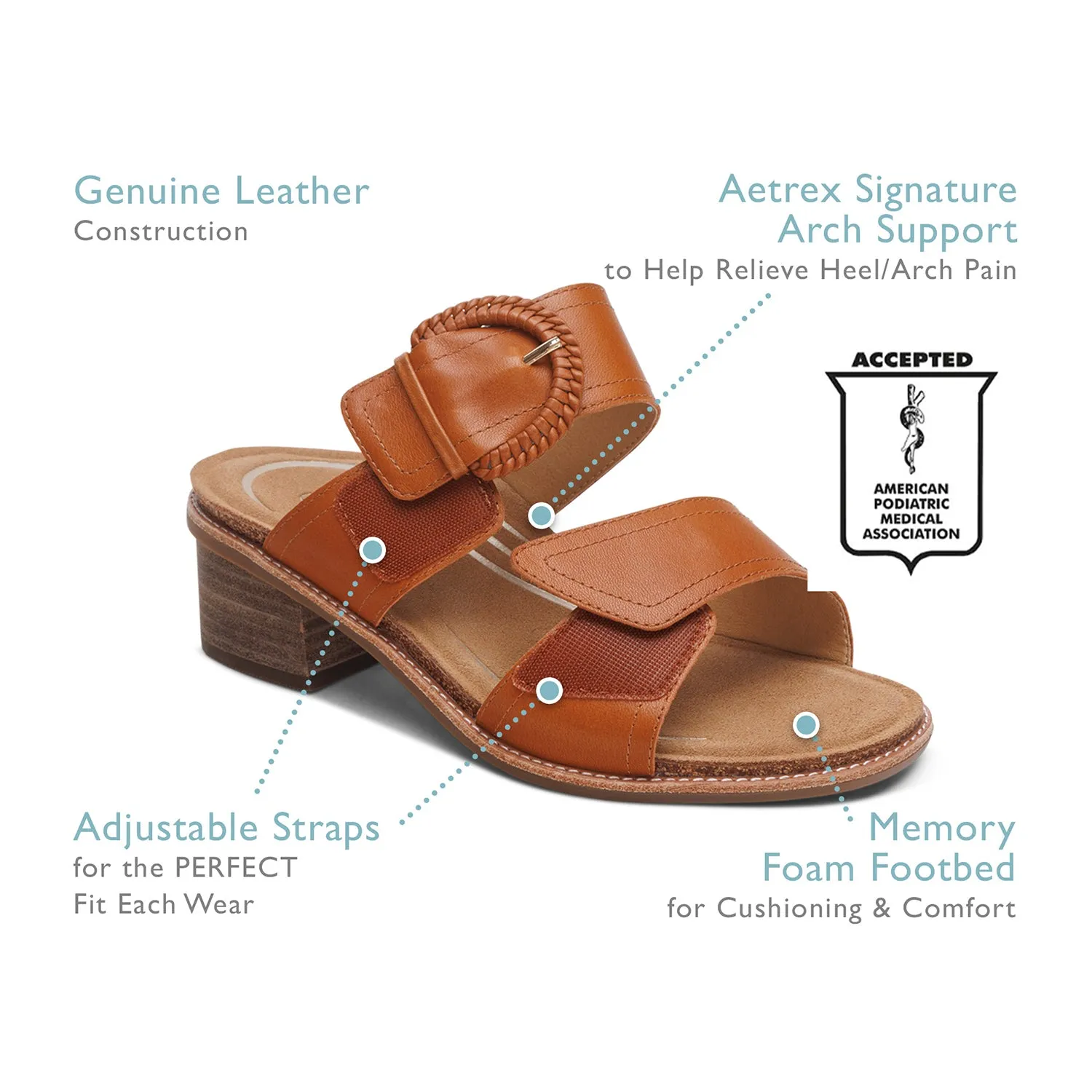 Women's Aetrex Tatiana Cognac Leather
