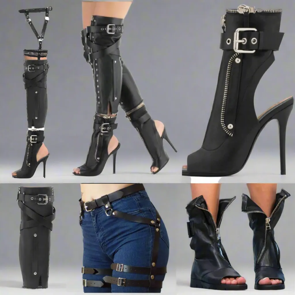 Zipper Garter Heel Sandals