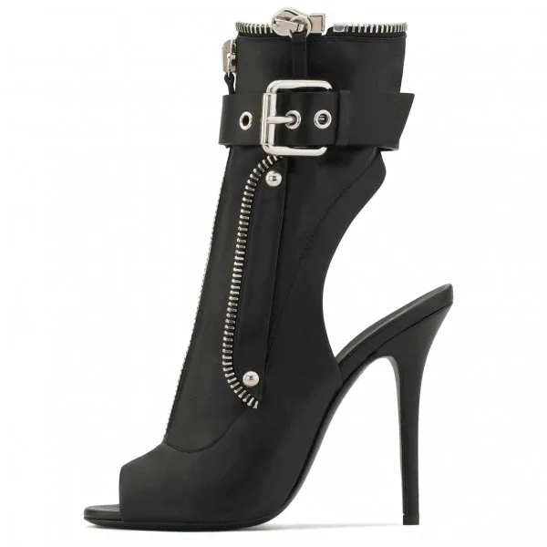 Zipper Garter Heel Sandals