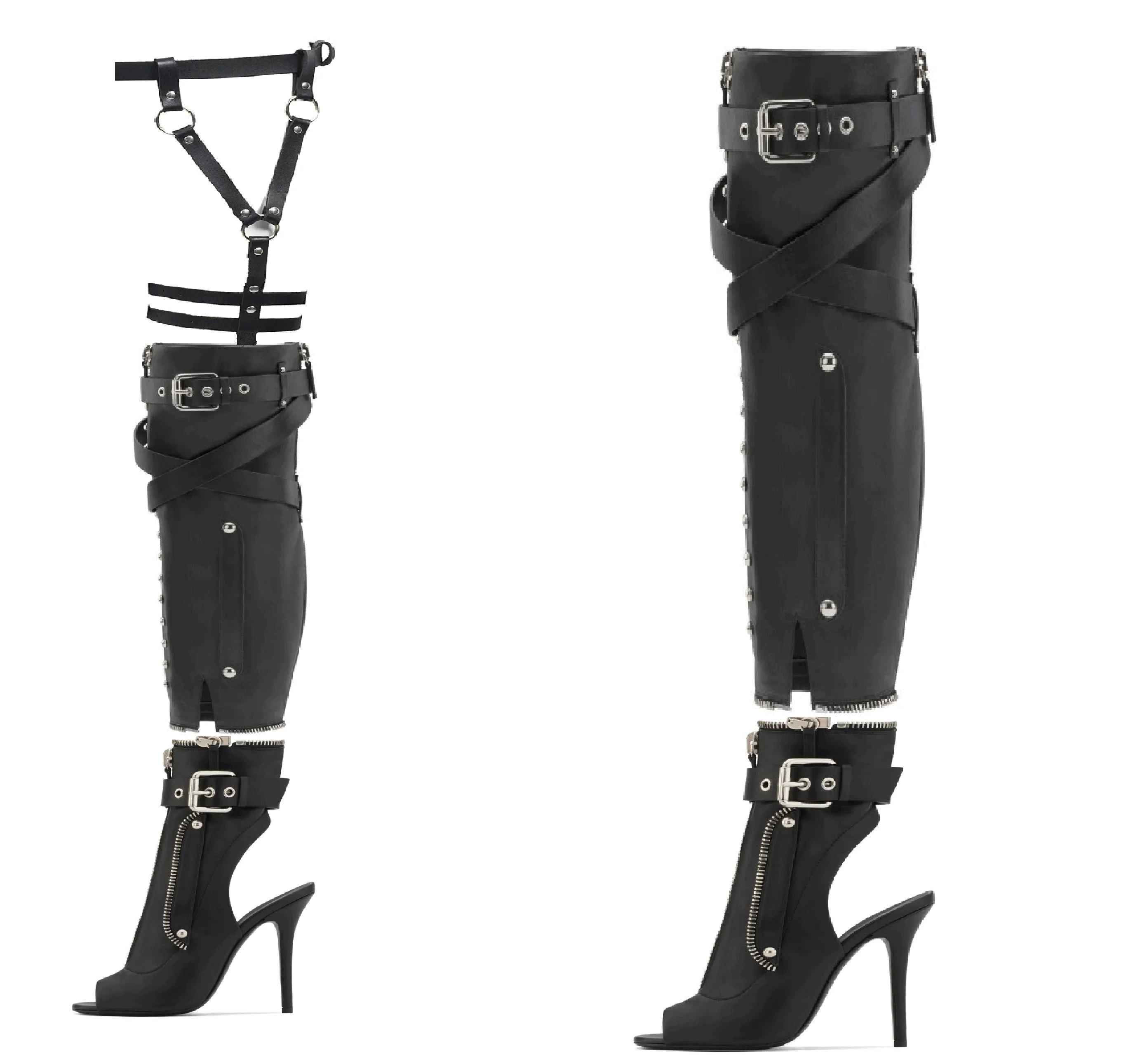 Zipper Garter Heel Sandals